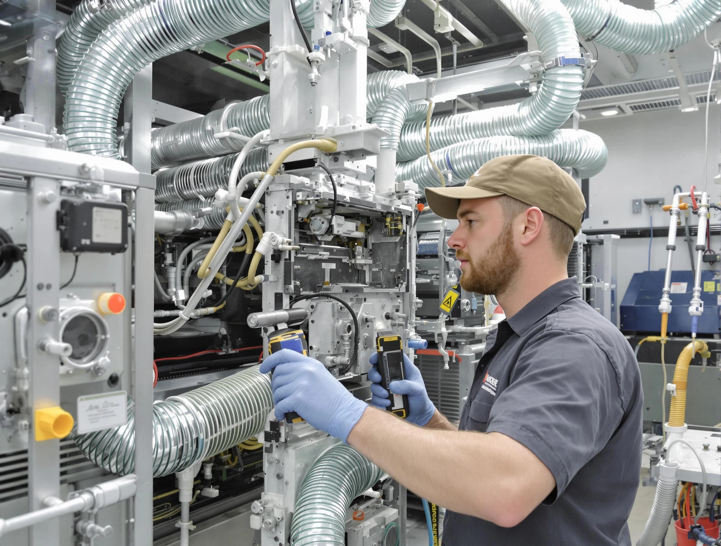 Tuscaloosa Air Duct Cleaning technician performing precision commercial coil cleaning at a business facility in Tuscaloosa