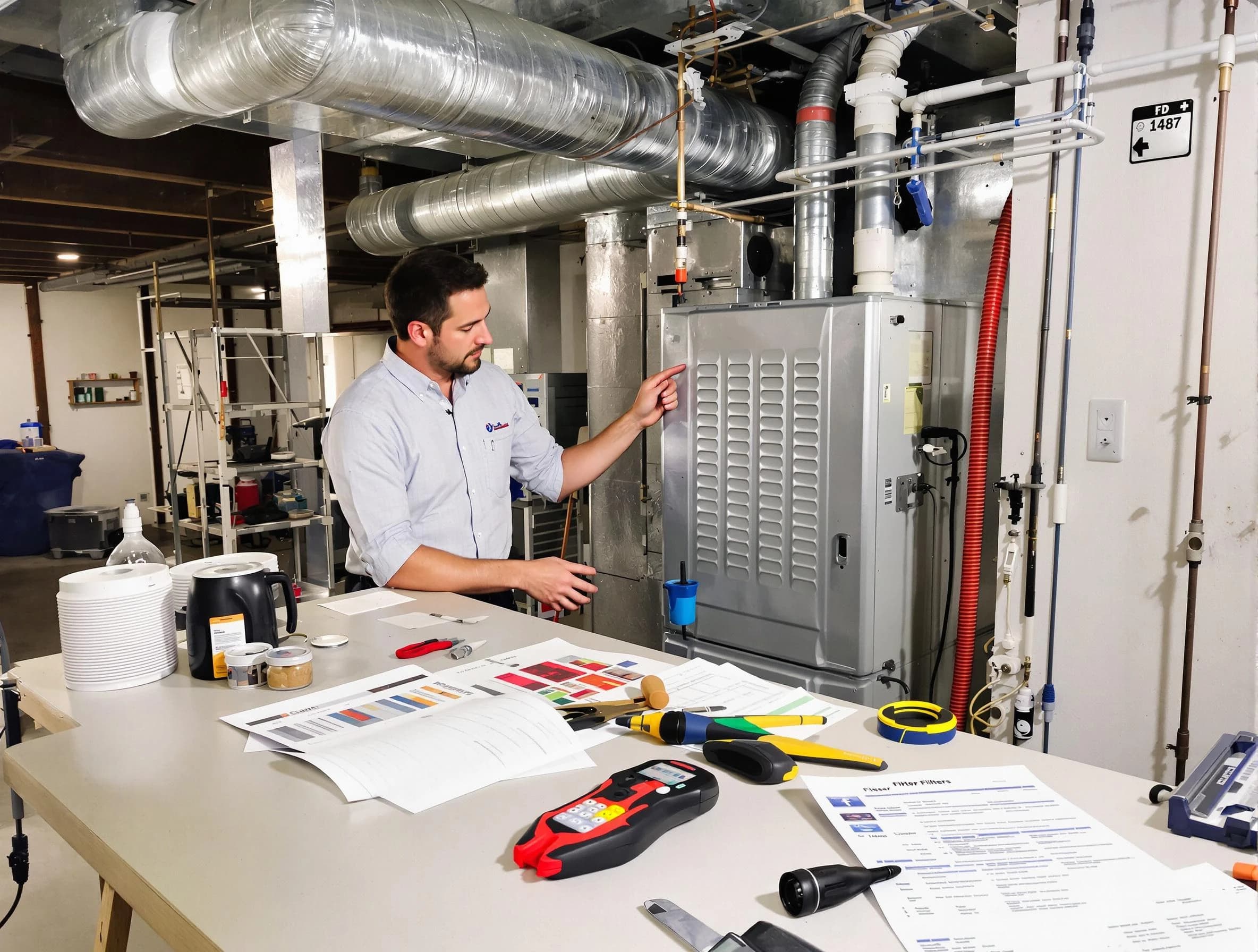 Tuscaloosa Air Duct Cleaning inspector conducting detailed filter system evaluation using professional diagnostic tools in Tuscaloosa