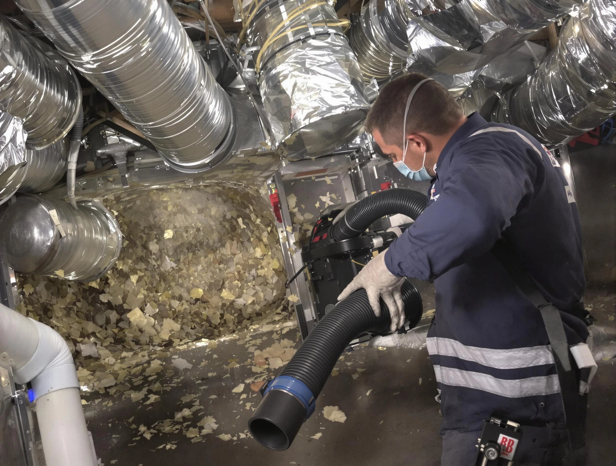 Tuscaloosa Air Duct Cleaning specialist operating negative pressure cleaning equipment for thorough duct maintenance in Tuscaloosa