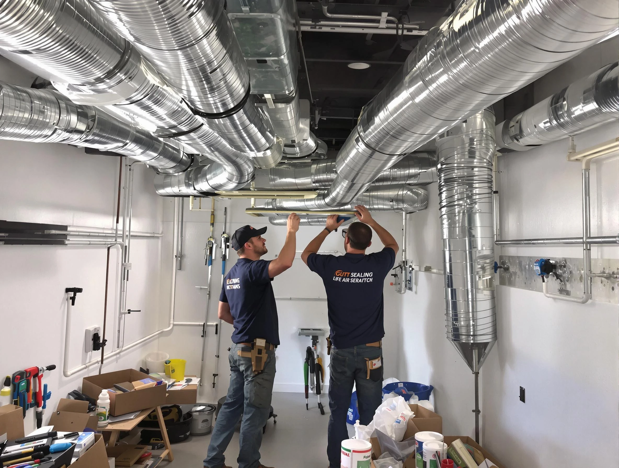 Tuscaloosa Air Duct Cleaning technician applying professional duct sealing solutions in Tuscaloosa